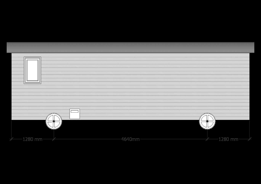 Side elevation drawing of the Dorset shepherd hut
